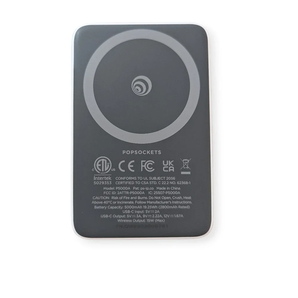 R8-O PopSockets PowerPack 5000mAh‎ MagSafe Power Bank & Grip - White (Tested)